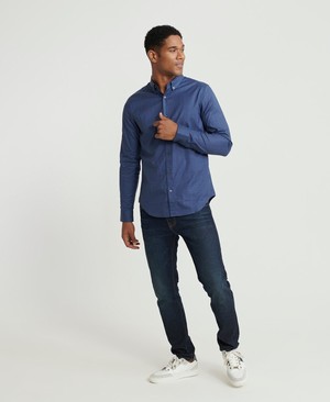 Superdry Edit Button Down Férfi Hosszú Ujjú Ing Sötétkék | SREWD8507